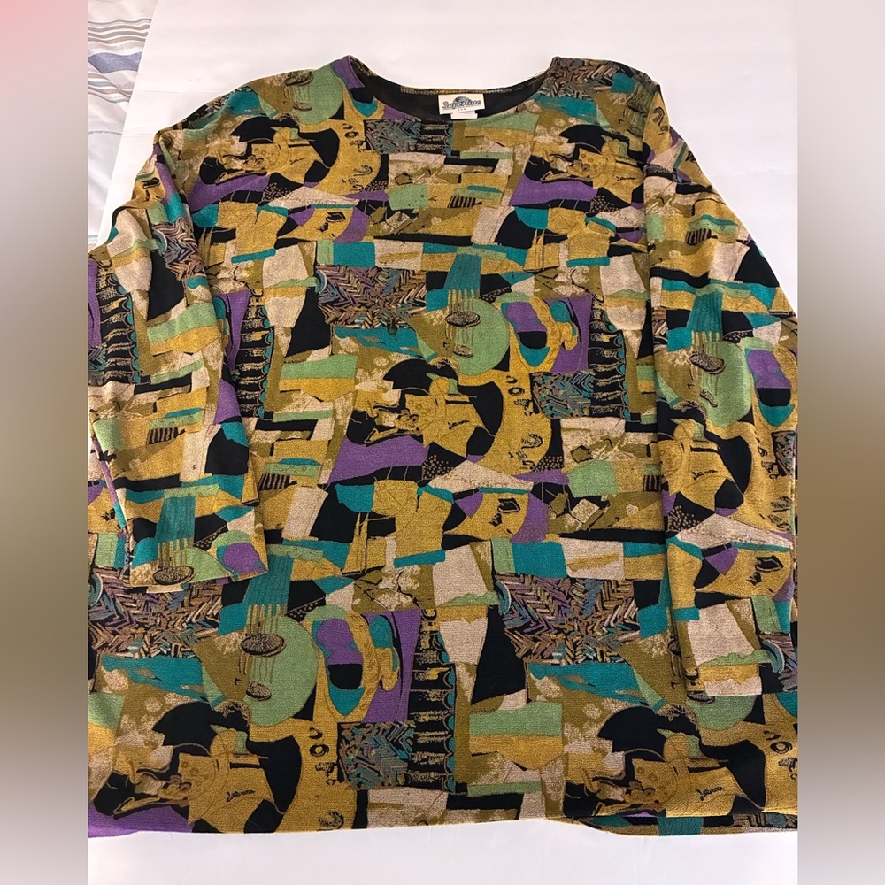 Superline Vintage Liquid Knit Tunic Top L Artsy Soft Casual Whimsigoth 80-90s